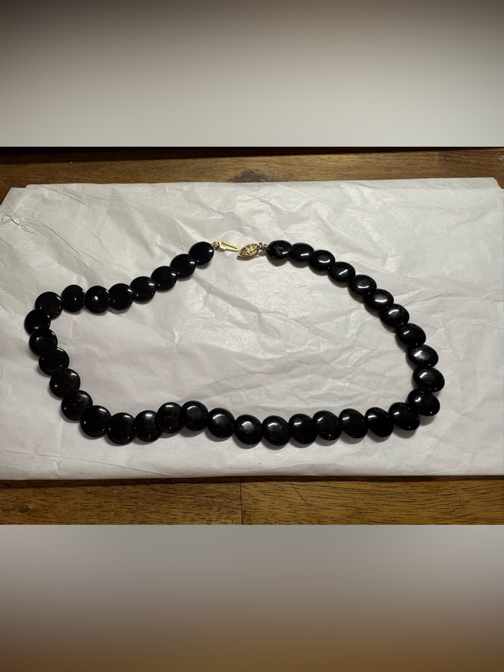 Black Beaded Necklace with Gold Clasp - Women Jewelry
